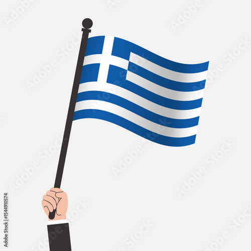 Hand Holding Greece Waving Flag