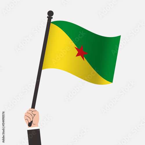 Hand Holding French Guiana Waving Flag