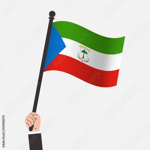Hand Holding Equatorial Guinea Waving Flag