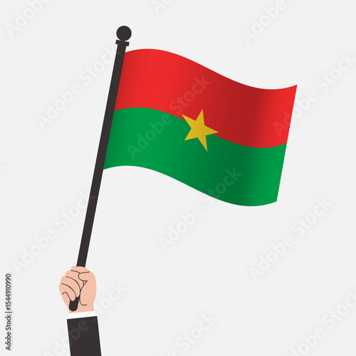 Hand Holding Burkina Faso Waving Flag