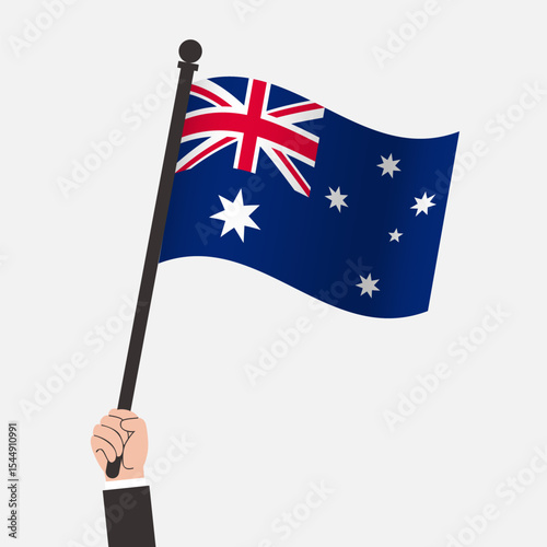 Hand Holding Australia Waving Flag