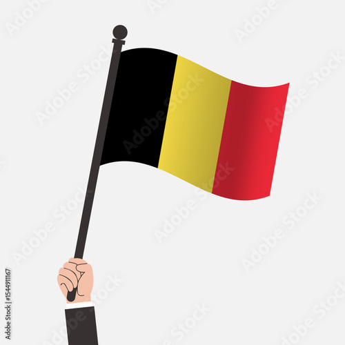 Hand Holding Belgium Waving Flag