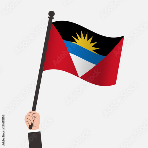 Hand Holding Antigua and Barbuda Waving Flag