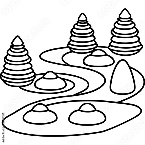 Minimal Zen Rocks – Line Vector