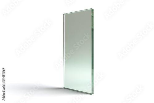 Studio Shot of Clear Rectangular Glass Panel with Soft Shadows in White Background