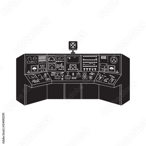 Detailed graphic illustration of a control panel with dials and switches