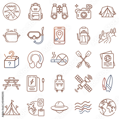 A set of travel product icons