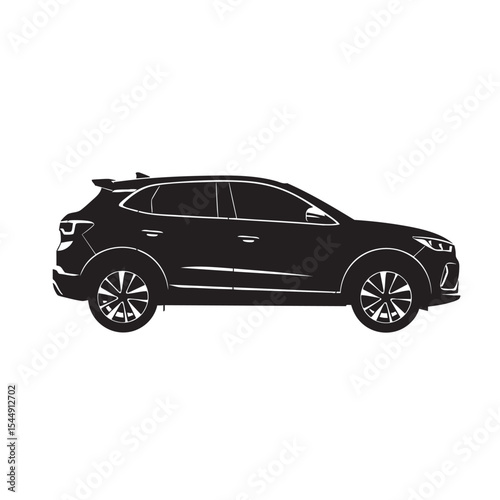 Stylized side view illustration of a modern crossover SUV in black