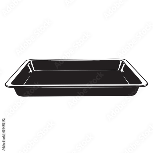 Monochrome Rectangular Baking Pan or Tray with a Clean Empty Interior