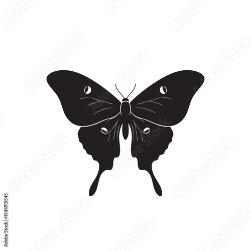 Elegant silhouette of a luna moth with delicate details and eye spots