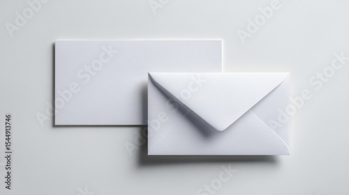 A simple stationery mockup with letterhead and envelope, placed on white background, 16:9
