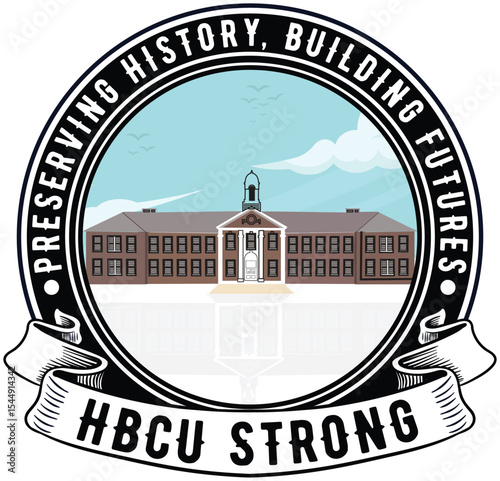 “HBCU Strong: Legacy in Stone, Future in Spirit”

It evokes the iconic campus architecture as a monument to history, while the upward gaze and phrase “Building Futures” point to enduring progress.