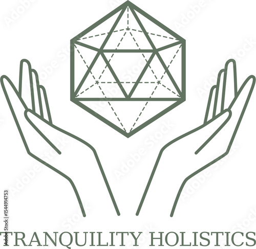 “Tranquility Holistics: Balance Held in Light”

It suggests inner harmony, healing energy, and sacred geometry—all anchored by the open palms offering support and peace.