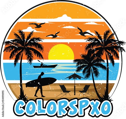 “ColorSPXO: Sunset Dreams & Seaside Scenes”

It captures the tranquil palette, the laid-back surf culture, and the dreamlike quality of the illustration. Want to steer it more toward adventure, nostal
