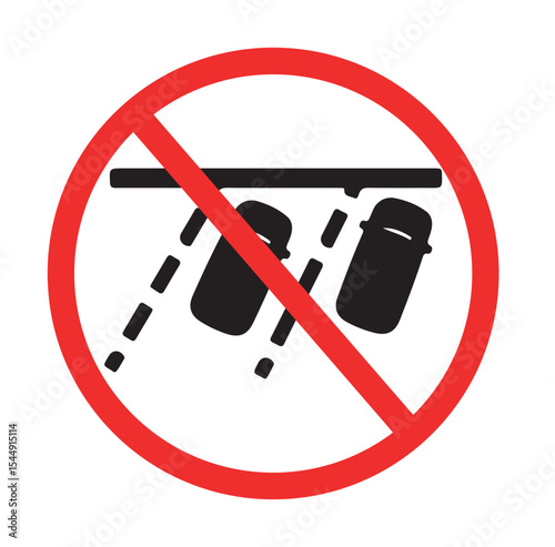 prohibition sign indicating no parking or stopping under low clearance structure for safety compliance