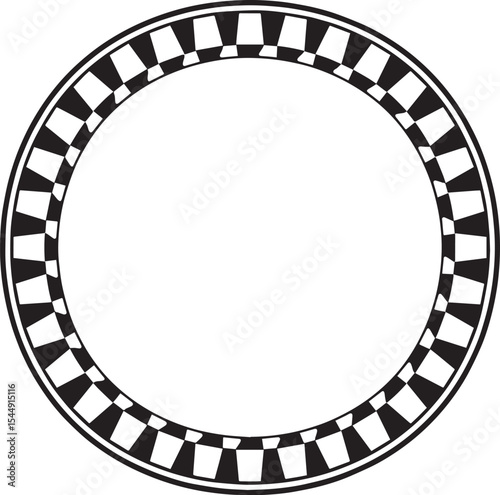 Circle Checker Frame Silhouette in Black | Geometric Border Illustration Vector Format