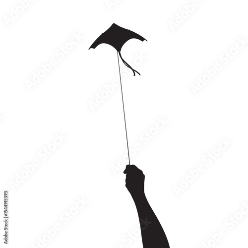 A Child's Delight Silhouette of a Kite Dancing in the Wind