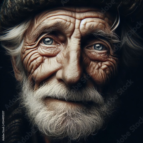 An elderly man’s face lined with stories of hardship and hope