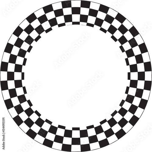 Circle Checker Frame Silhouette in Black | Geometric Border Illustration Vector Format