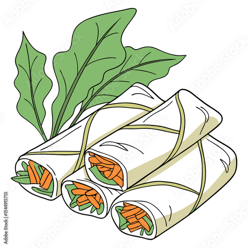 Asian Spring Roll Snack Isolated Design