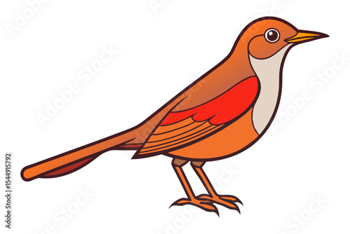 Minimal Thrush Bird Isolated Design
