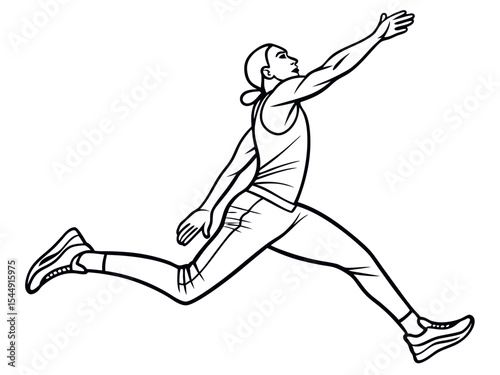 Long Jumper in Mid Air Motion Design