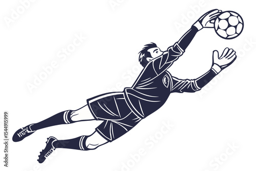 Goalkeeper Save Moment Isolated on White