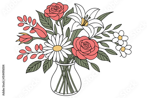 Flower Vase with Fresh Bloom Arrangement