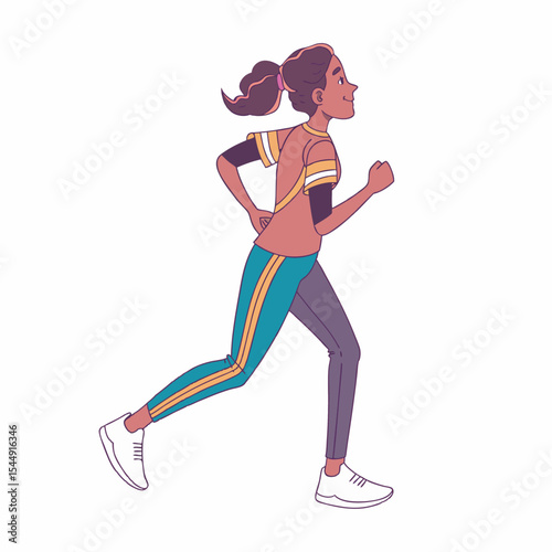 Girl doing sports activities marathon with roller skates snowboard and scooter in silhouette vector illustration