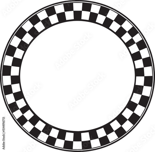 Circle Checker Frame Silhouette in Black | Geometric Border Illustration Vector Format