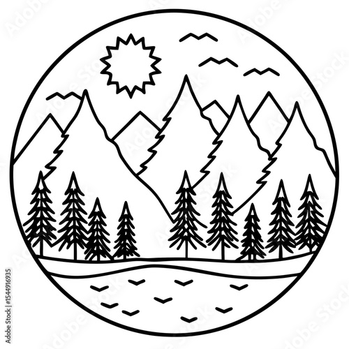 Peaks & Pines Vector Art
