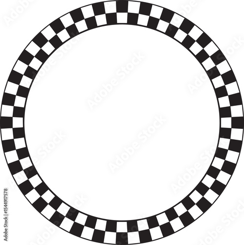 Circle Checker Frame Silhouette in Black | Geometric Border Illustration Vector Format