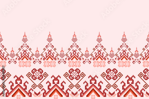 Ikat ethnic geometric abstract embroidery oriental traditional seamless pattern. Native geometry decorative design for fabric, clothing, wallpaper, background, interior, decoration, illustration