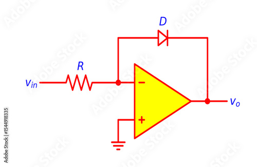 OP-AMP DIODE LOG AMPLIFIER CIRCUIT DIAGRAM ELECTRONICS ILLUSTRATION FOR VARIOUS EDUCATIONAL PROJECTS 