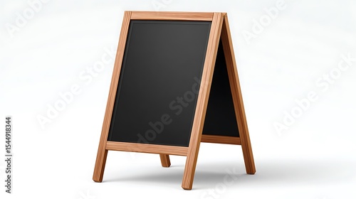 Wooden A Frame Easel with Black Chalkboard Isolated Against White Background