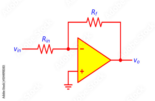 INVERTING OP-AMP CIRCUIT DIAGRAM ELECTRONICS ILLUSTRATION FOR VARIOUS EDUCATIONAL PROJECTS 