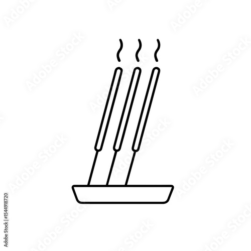 Incense sticks icon in outline style – symbol of prayer and purification