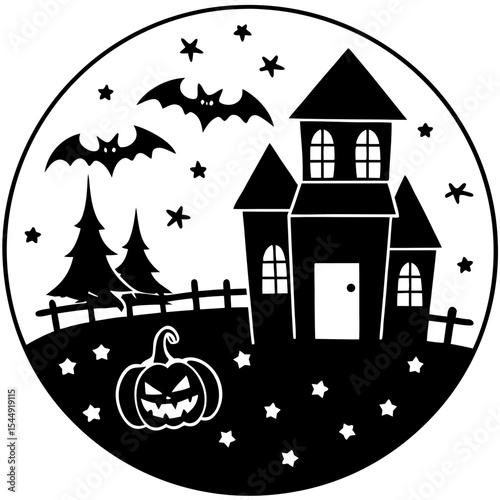 Retro Haunted House Scene