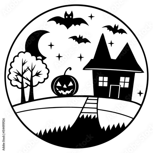 Retro Haunted House Scene