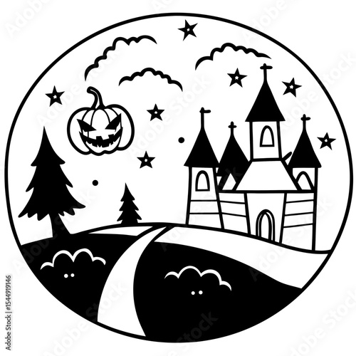 Retro Haunted House Scene