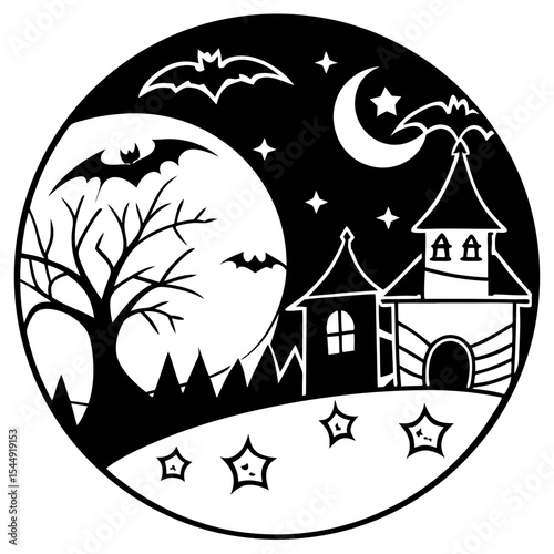 Retro Haunted House Scene