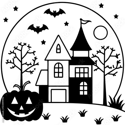 Retro Haunted House Scene