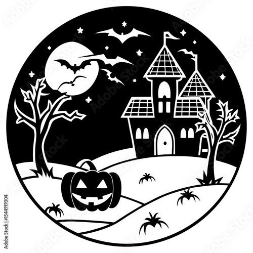 Retro Haunted House Scene