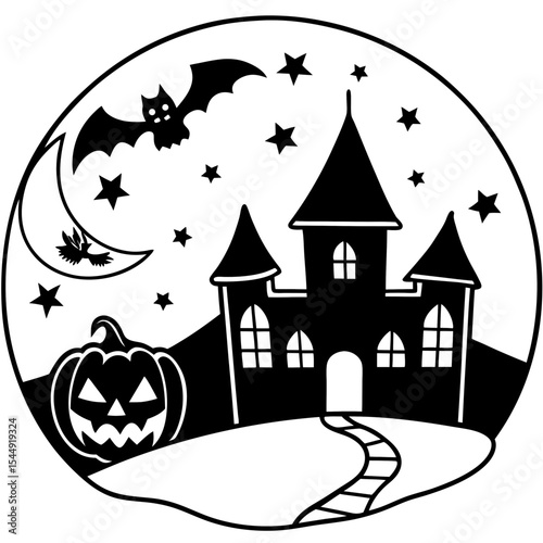 Retro Haunted House Scene