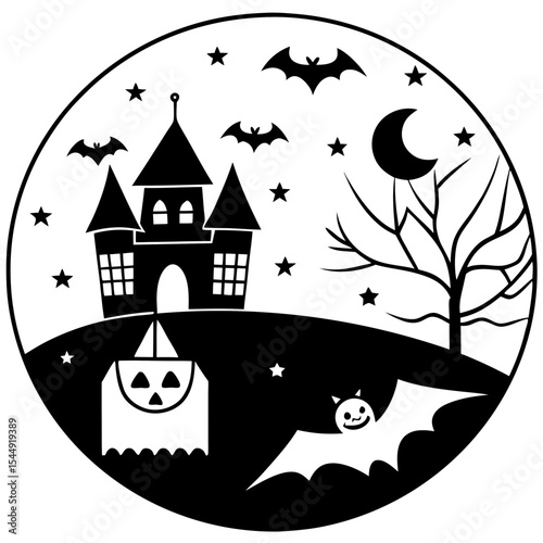 Retro Haunted House Scene