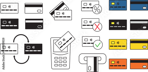 Bank card, credit card, money transfer,  line icon, silhouette icon, flat icon.