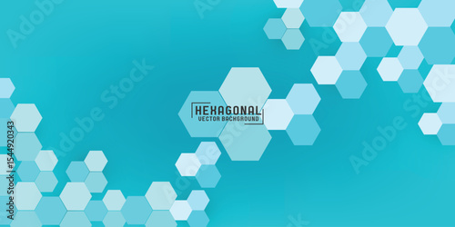 Hexagons pattern on turquoise background