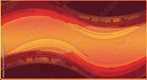 Abstract dynamic retro orange-red filmstrip curves for graphic design compositions