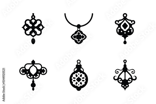 Elegant Black and White Jewelry Design Illustrations