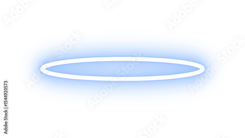 Celestial blue neon halo with a soft, ethereal glow, perfect for symbolizing purity, divinity, or angelic themes in a modern, illuminated style with a transparent background.

